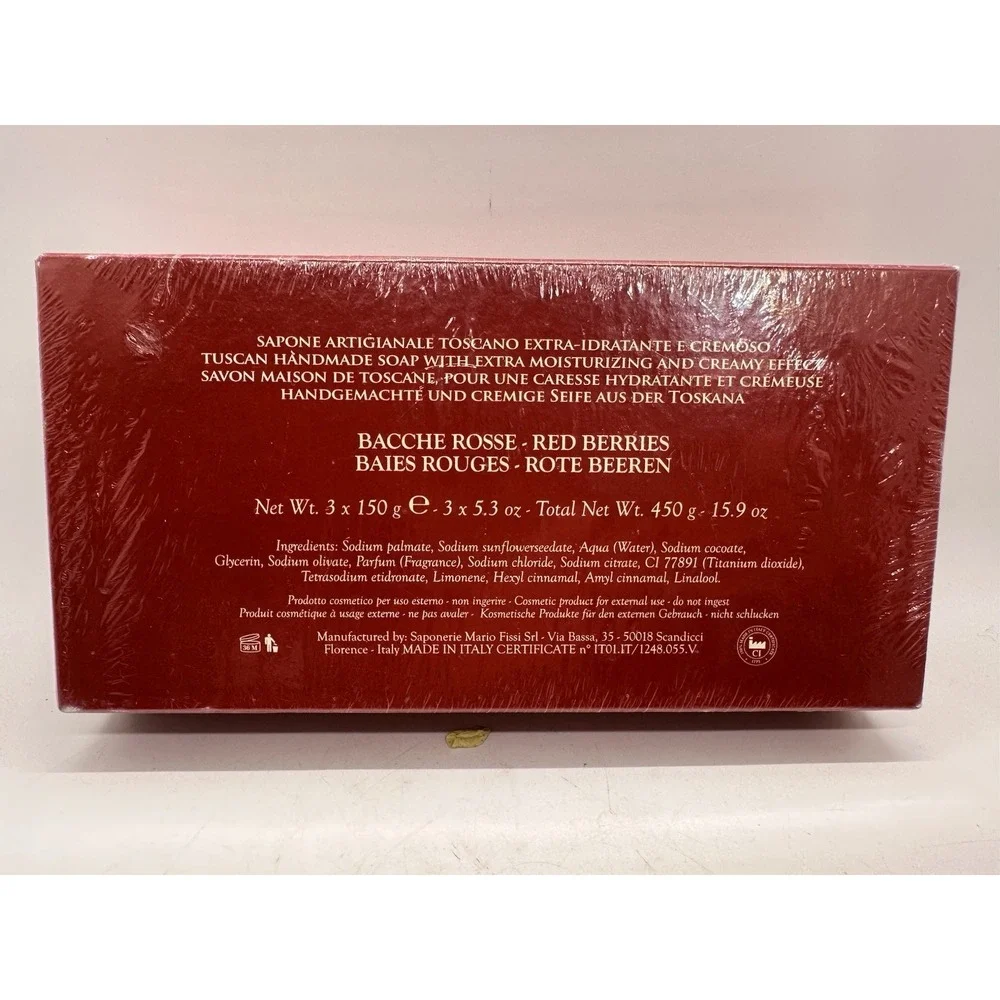 Saponificio Artigianale Fiorentino Red Berries Soap Set 3 Bars Sealed Italy